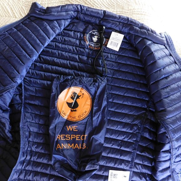 NWT Save The Duck Iris NLA Carly style navy Plumtech vegan down puffer jacket M - Picture 13 of 16